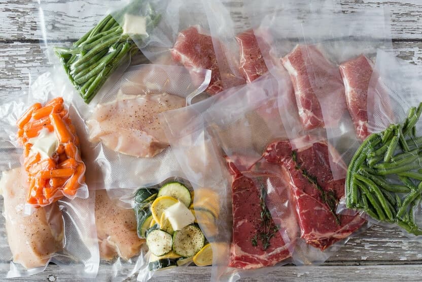 Vacuum sealed meal prep portions
