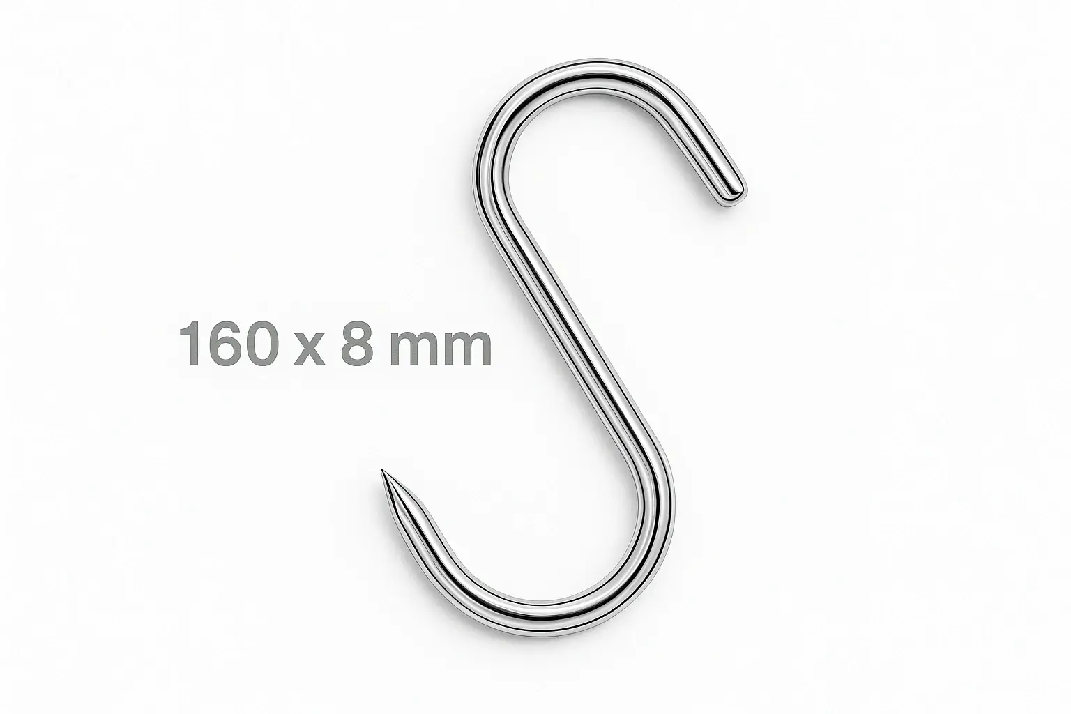 Heavy-Duty S-Hooks 160×8mm — 100kg Capacity