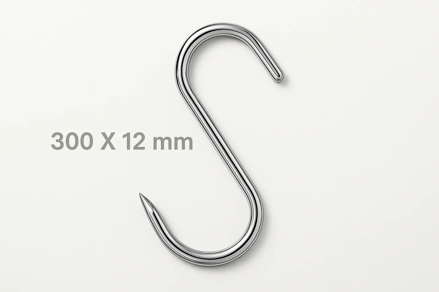 Heavy-Duty S-Hooks 300×12mm — 200kg Capacity