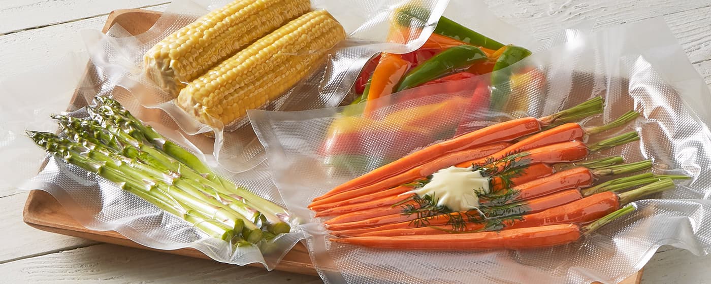 Vacuum sealed vegetables and food